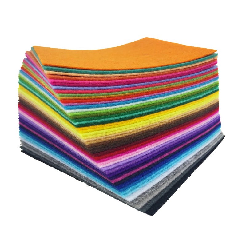 flic-flac 48PCS 12 x 12 inches (30 x 30cm) Assorted Color Felt Fabric Sheets Patchwork Sewing DIY Craft 1mm Thick â€¦ (30cm * 30cm, 48pcs) - Image 2